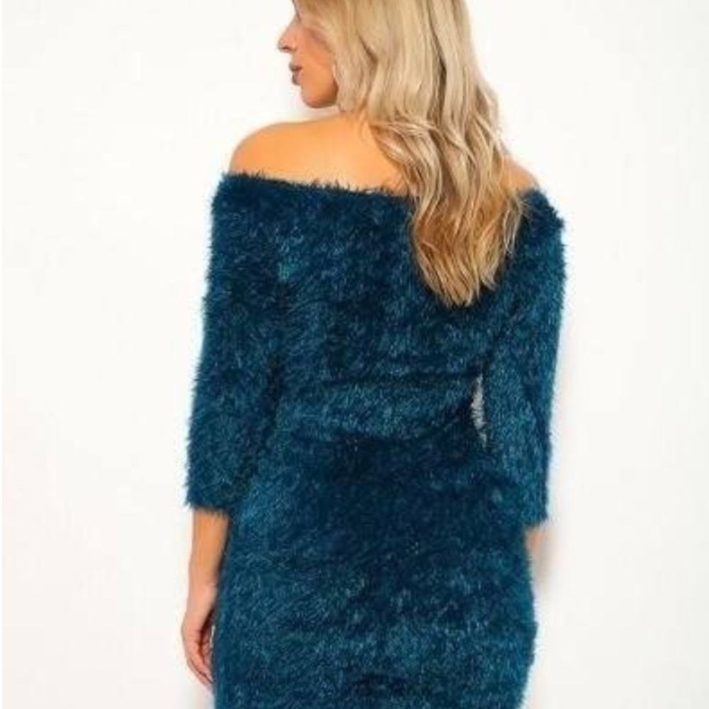 Stunning fun fuzzy soft off shoulder dress - Picture 5 of 6